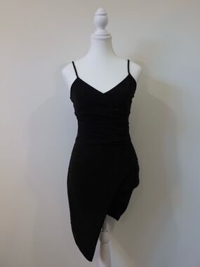 Eclipse Sparkle Black Split Hem Mini Dress - Small